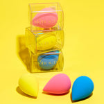 Mo-Beauty Shop's Latex-Free Cosmetic Blender in Blue, Pink, and Yellow