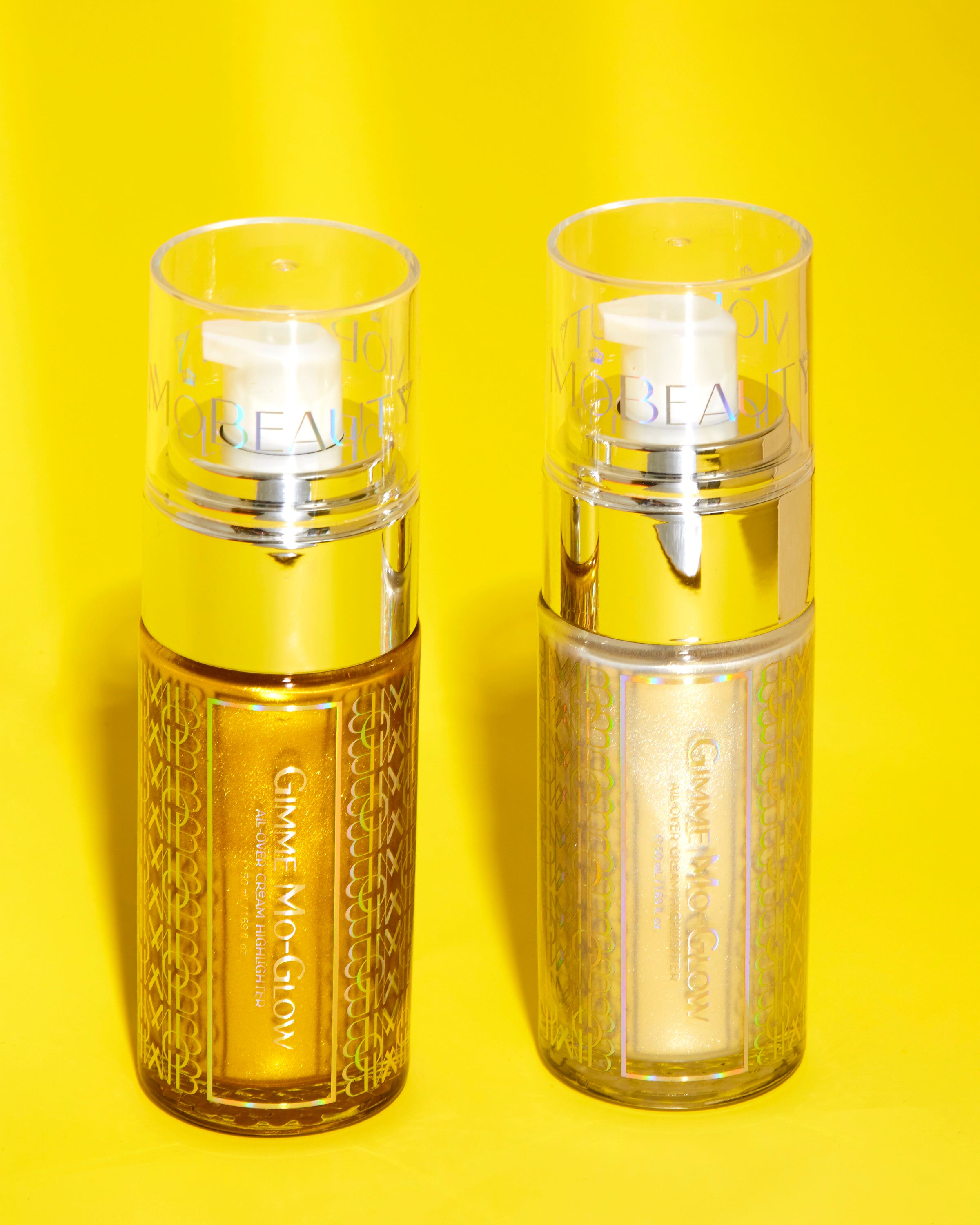 Mo-Beauty Shop's Gimme Mo-Glow All-Over Highlighter. Available in Gold and Silver shades.